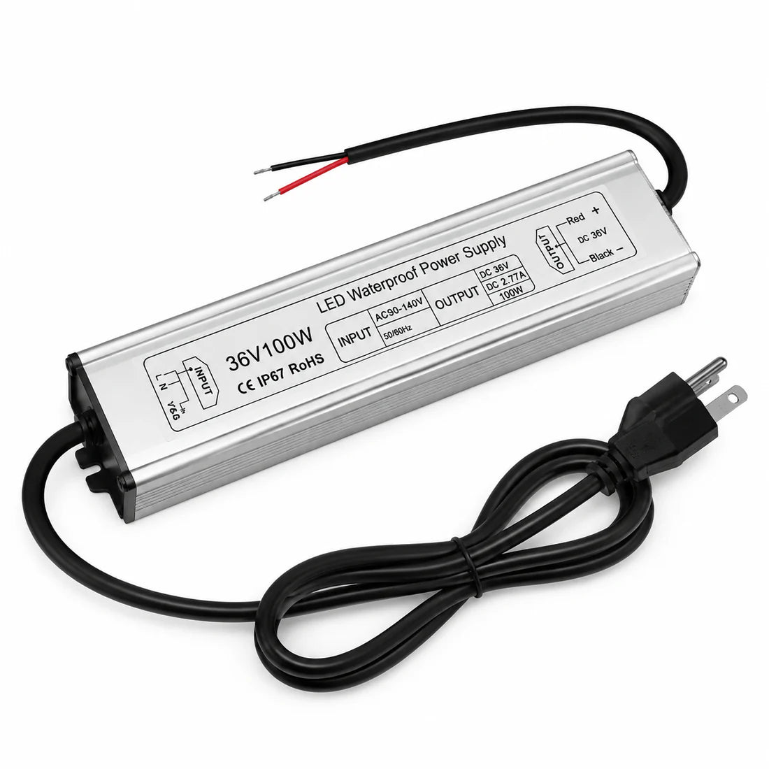 100W 36V 48V Waterproof LED Power Supply 175 265V Input Single Output Aluminum Housing Outdoor LED Lighting Driver CE RoHS FCC Certified US UK EU Plug