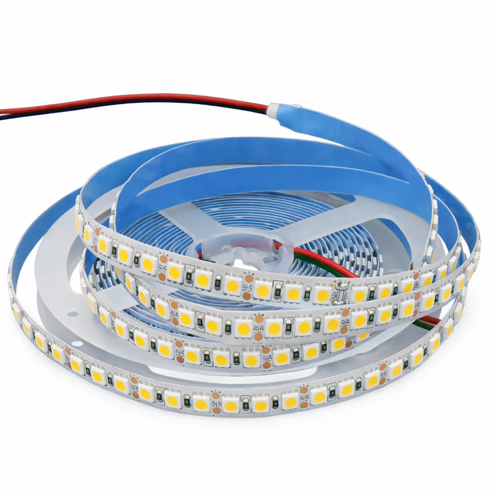 SMD5050 Single LED Strip Light 5M DC 12V 120 LEDs m 10mm PCB High Brightness Low Voltage LED Tape Non Waterproof Warm Natural Cool