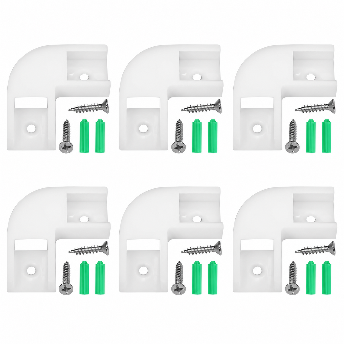 6-Pack 90° Corner Connectors for U-Shape LED Aluminum Channels with Screws