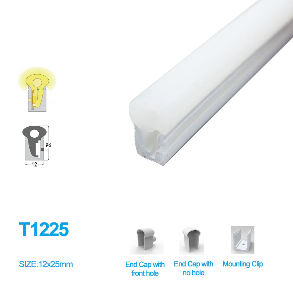 S SE Series 12×25mm Side Emitting LED Neon Housing 12mm PCB Width S1225 Architectural Neon Housing IP67 Waterproof 16.4FT 5M Standard Install Kitchen Bar Display Window