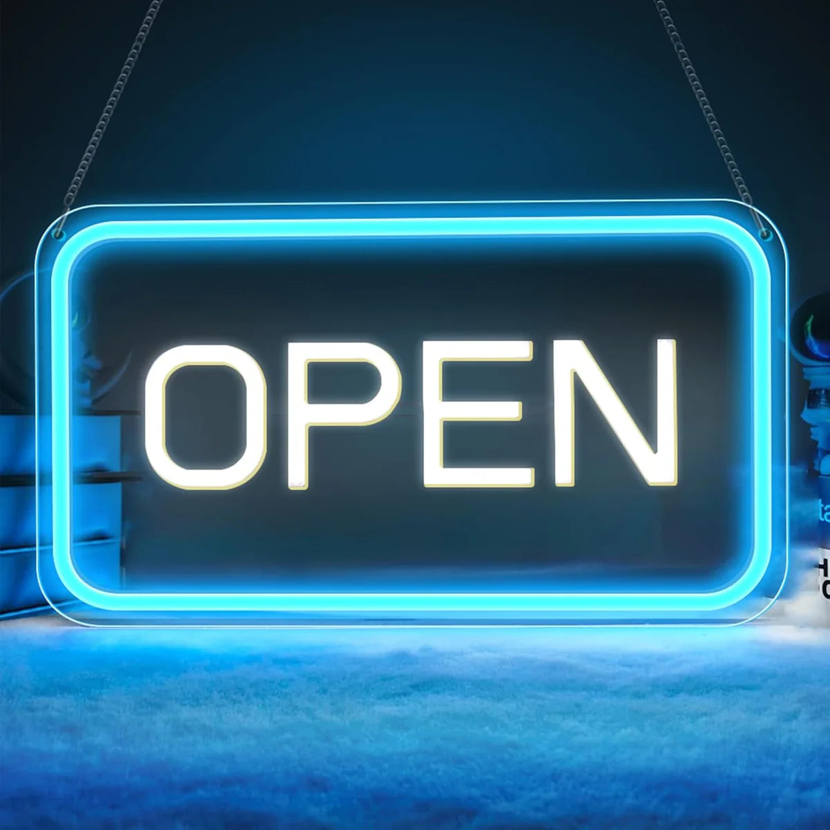 Vertical OPEN Neon Sign – 6 Color Options | USB Powered | 17×9 inch (44×24 cm) | LED Window Hanging Light for Storefronts