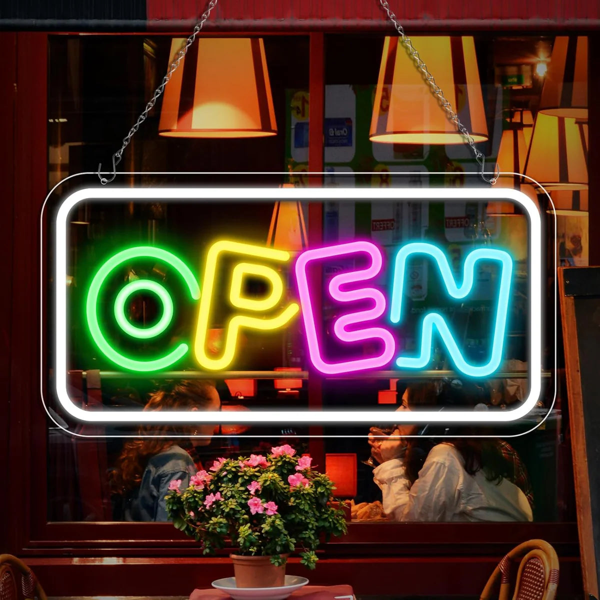 OPEN LED shop signs – 16.2×9.1 Inch Silicone Neon Light USB Powered 5V Dimmable Glow Horizontal & Vertical Style Cafes Restaurants & Retail Shops