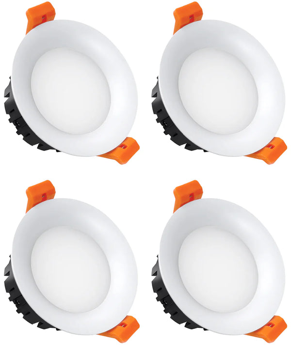 5W Anti-Glare Dome LED Downlight White Housing, TRIAC Dimmable, 2700K–6000K, 100–130V / 200–240V, 4 Pack for Bedroom & Living Room Lighting
