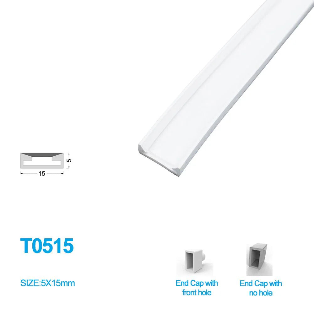 S TE Series 5×15mm Top Emitting LED Neon Housing 12mm PCB Width S0515 Premium Neon Housing IP67 Waterproof 16.4FT 5M Standard Install Furniture Cabinet Lighting