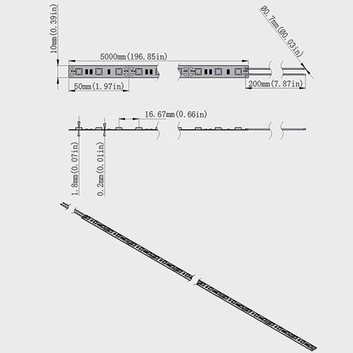 LightingWill 850nm SMD5050 DC12V IR LED Strip Light – 30/60/120 LEDs/m, 5 Meters, IP00/IP65