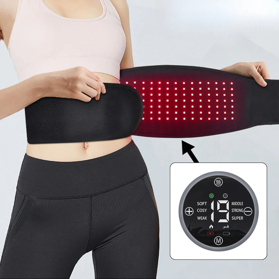 Infrared Therapy Heating Belt – Wireless Near Infrared Waist Belt 2000mAh Battery Digital Display Transparent Film Without Remote Control Type C Charging Back & Waist Pain Relief