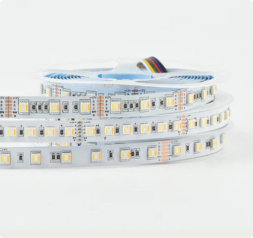 LightingWill RGBCCT LED Strip Light DC12V DC24V, 12mm PCB 5-in-1 SMD5050 60 LEDs/m, IP00 IP65 IP67 Flexible LED Tape Light for Mirror Kitchen Cabinet Bedroom, 5m 50m