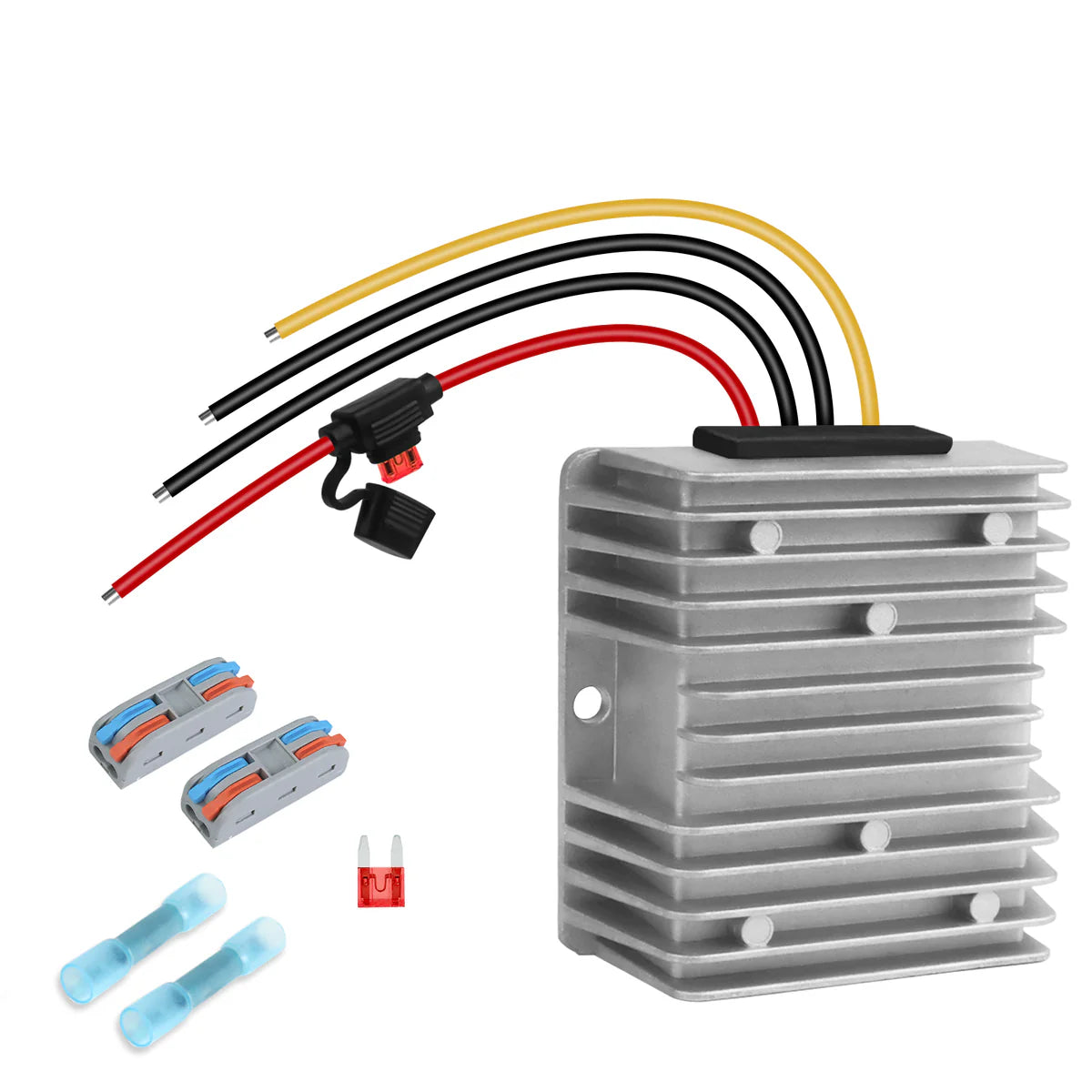 LightingWill DC 24V to 12V 10A/15A/20A/30A Voltage Converter Step Down Regulator Buck Power Converter, IP68 Waterproof Transformer with Fuse and Quick Connect Terminal for Golf Cart