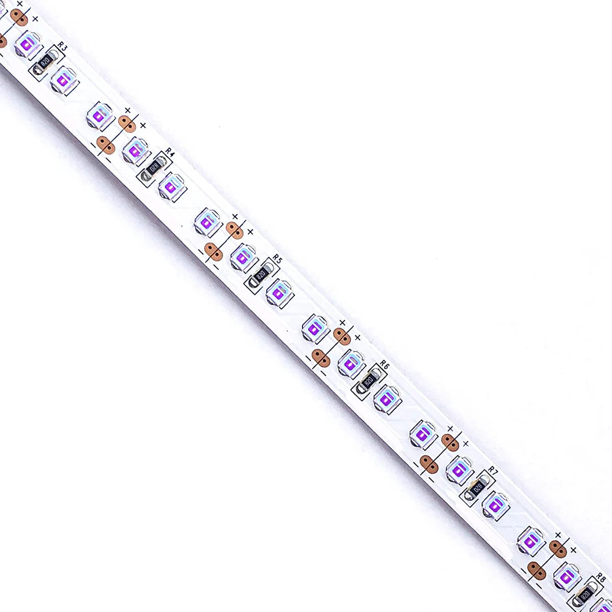 LightingWill 380–385nm SMD2835 UV LED Strip Light – 60/120/240 LEDs/m, 5M (16.4FT), DC12V, Non-Waterproof/IP67