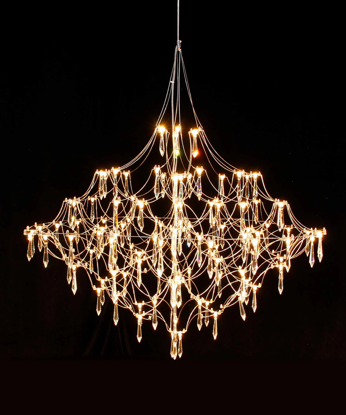 RD-1 Series Modern Crystal Chandeliers – AC85-240V Power Supply Included | 33 / 66 / 123 / 204 / 318 LEDs | 23.62” / 30.71” / 39.37” / 49.21” / 59.06” Diameter | K9 Crystal / Iridescent Crystal | 304 Stainless Steel | for Entryway Lighting | 1-Pack