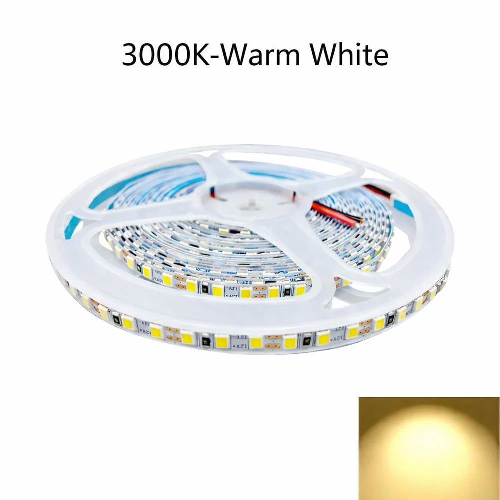 DC12V SMD2835 Single LED Strip Light 5M 150 LEDs m 5mm PCB High Brightness Low Voltage LED Tape Warm Natural Cool Blue Red Mirror Kitchen Cabinet Bedroom