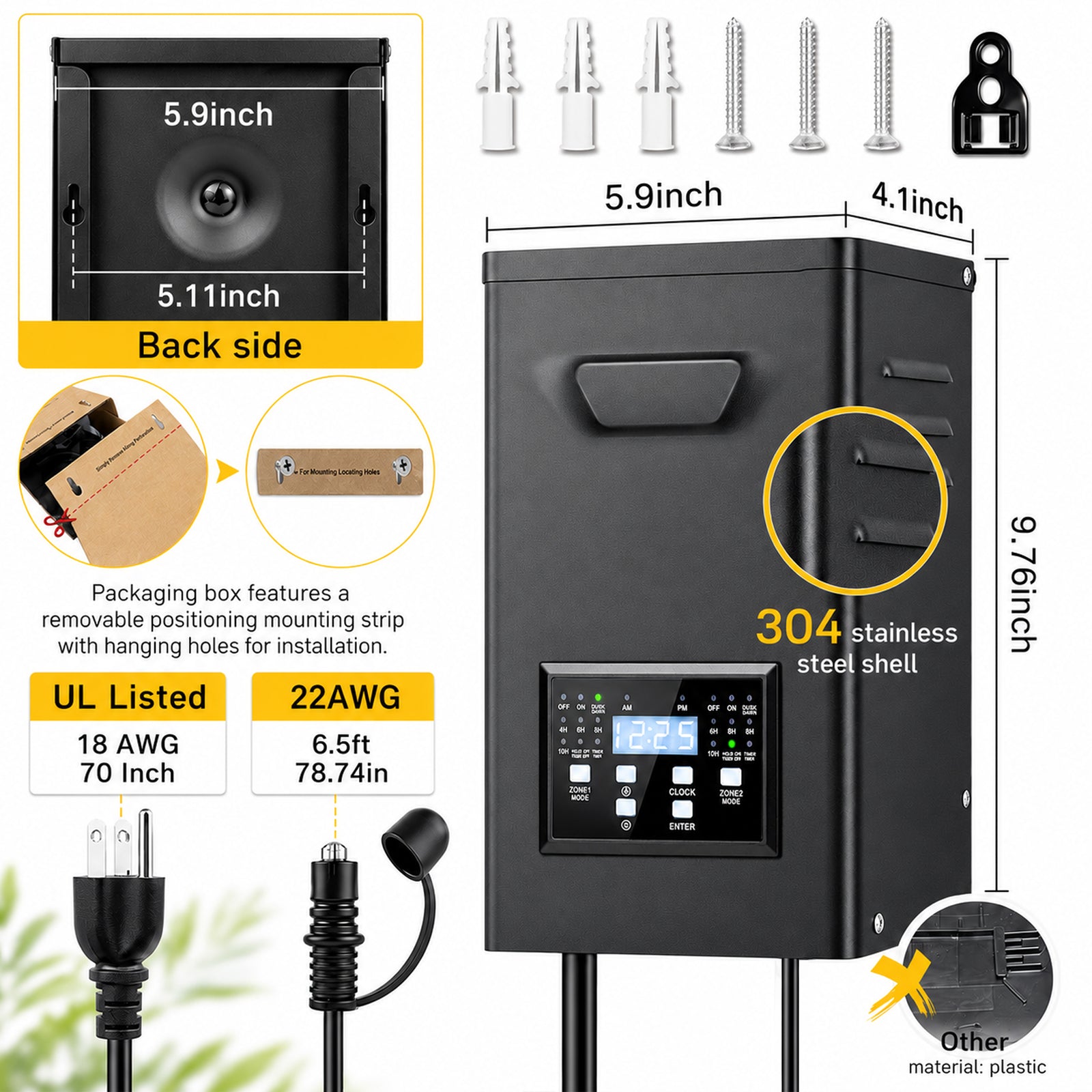 500W Landscape Lighting Transformers – 120V to 12V/15V AC, Dual Zone, Timer & External Photocell, Power Supply for Landscape Lighting Systems