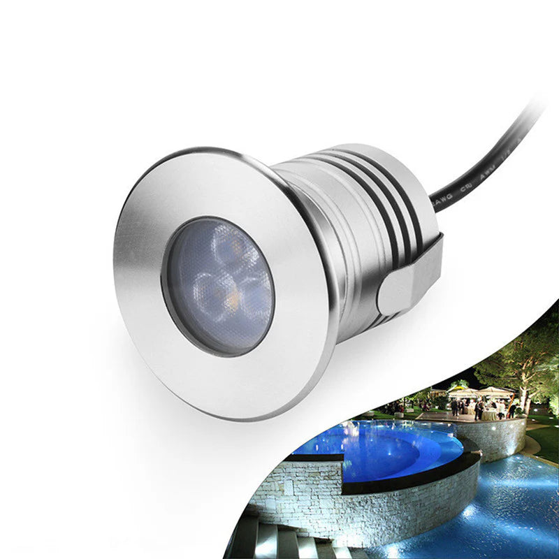 3W 3-LED Underwater Pool Lights – DC 12V / 24V Low Voltage | 3W | Stainless Steel & Aluminum Submersible Lights | IP68 Waterproof | Red / Green / Blue / 3000K / 4000K / 6000K for Pool, Fountain & Pond Lighting |  8 / 10-Pack