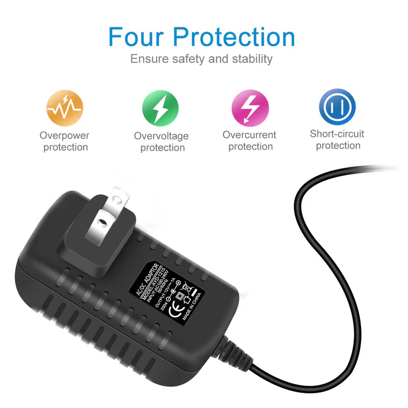 Power Supply Adapter DC 12V with On/Off Switch, 12W–36W Options, AC 100–240V Wall Plug Charger with US Plug, Black/White Housing for LED Strip Lights, Electronics