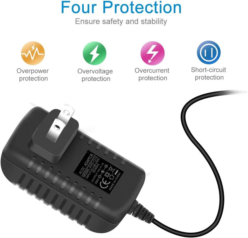 Power Supply Adapter DC 12V 12W–24W, AC 100–240V Wall Plug Transformer with US/UK Plug, Black Case LED Driver for LED Strip Lights, CCTV, Electronics