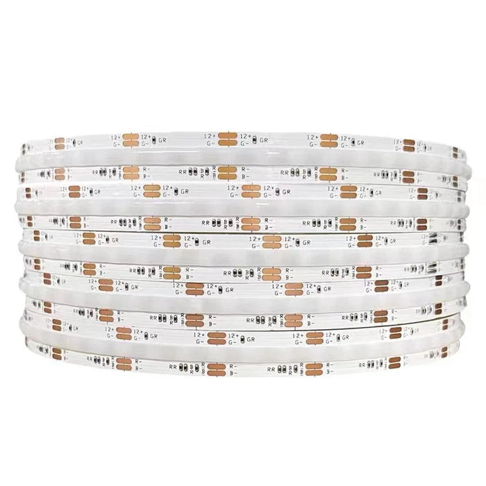 RGB COB LED Strip Light 12V/24V 576/840LEDs/M, 10mm Flexible Dot-Free LED Tape, Non-Waterproof, RGB Color Changing for Cabinet Kitchen & Office Lighting, 5M/10M Pack / Complete Kit
