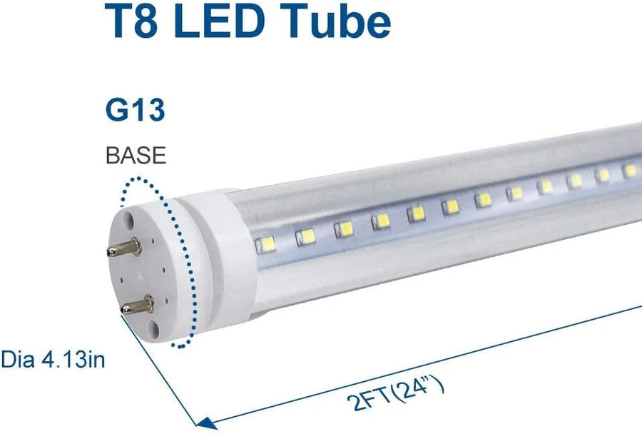 2ft 10W T8 LED Tube Light, Frosted Cover Warm / Natural / Daylight White Retrofit Ballast Bypass Non-Dimmable 4-Pack / 20-Pack