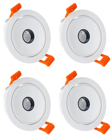 5W Narrow Beam COB LED Downlight, 2700K–6000K, White Housing, TRIAC Dimmable, 100–130V / 200–240V, 4 Pack for Accent & Display Lighting