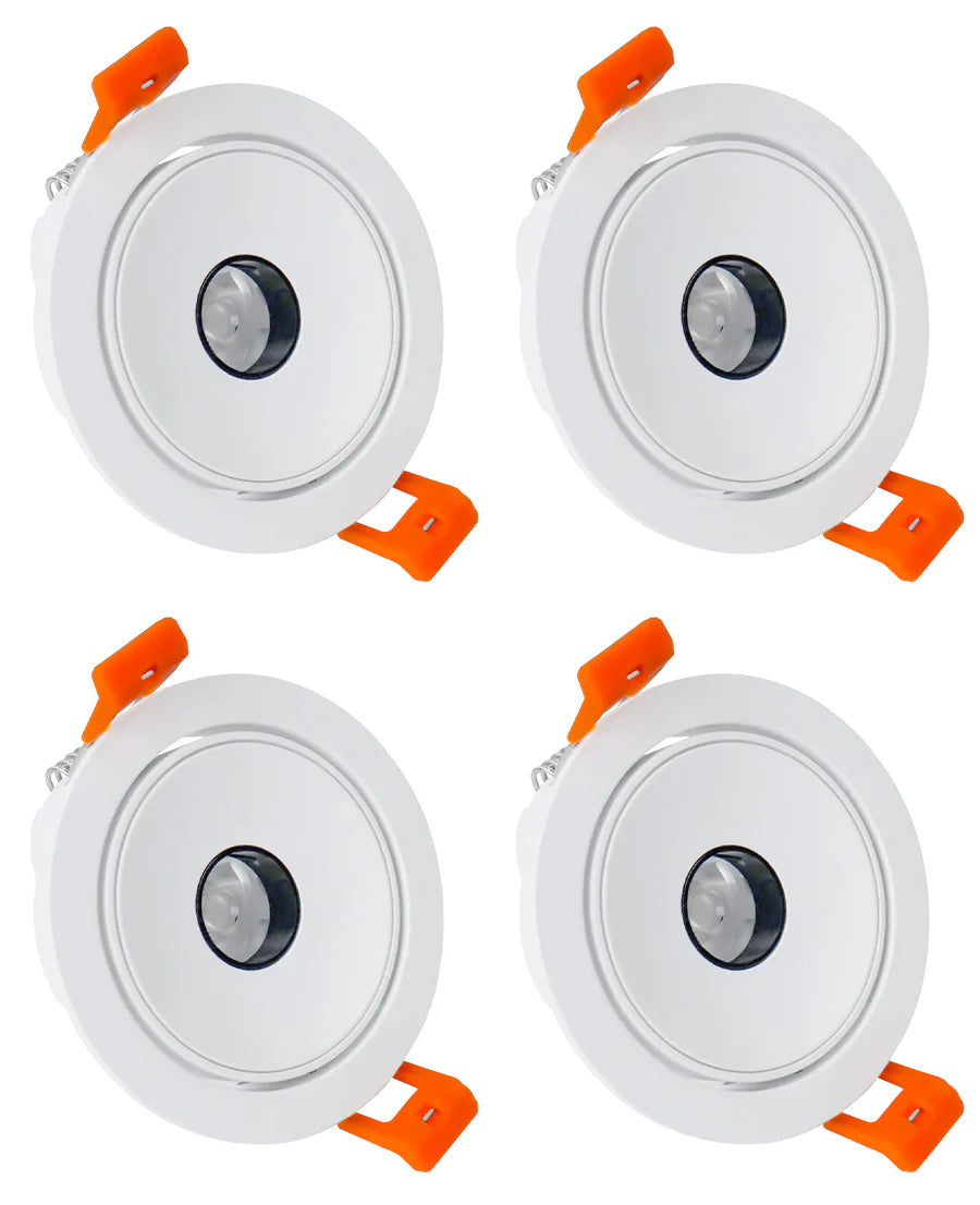 ECO-6 Series Narrow Beam COB Downlight – White Housing – TRIAC Dimmable – 5W (3″ Cut-out) – 4-Pack – 3000K–6000K – 100–130V / 200–240V