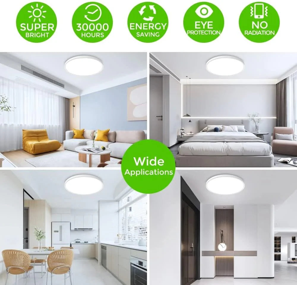 12 Inch Round 24W White LED Ceiling Light, 3000K / 4500K / 5000K / 6500K Flush Mount Ceiling Light Local Stock (US/UK/DE)