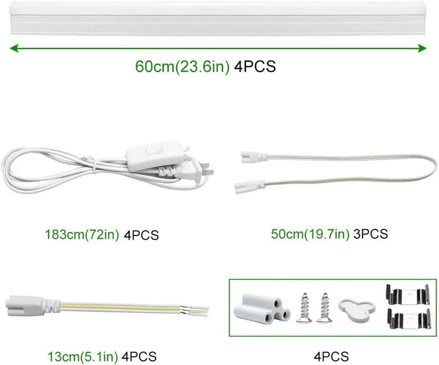 IT Series 2FT T5 LED Shop Light, Integrated Fixture 10W Warm/Natural/Daylight White Linkable Utility Ceiling & Under Cabinet Tube Light Corded Electric with Built-in On/Off Switch Non-Dimmable AC90–240V 4-Pack / 10-Pack