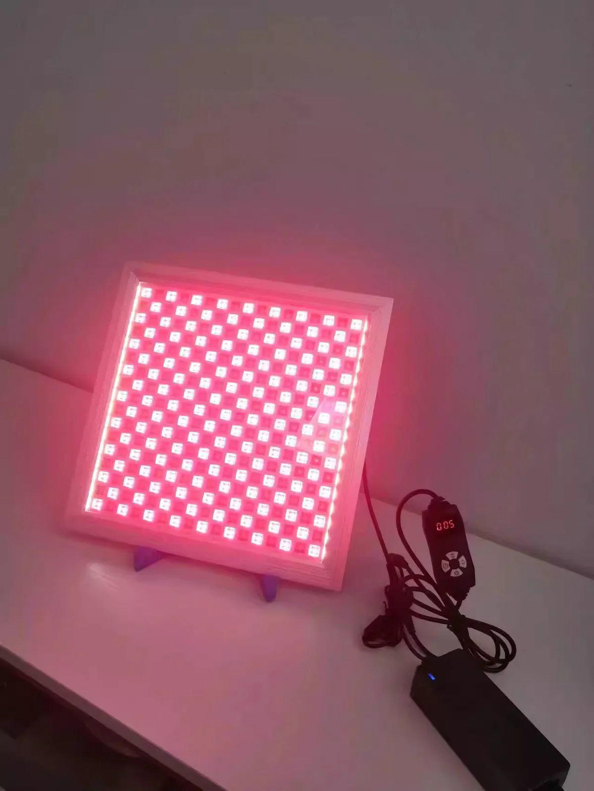 50W Infrared Therapy Lamp – Red Light 655–665nm & IR 850–860nm | Dimmable Timer | AC100–240V | Aluminum Alloy + PC Cover | Blue / Desktop Stand | for Skin Care & Muscle Relief | Controller & Goggles Included | US / EU / UK / AU Plug