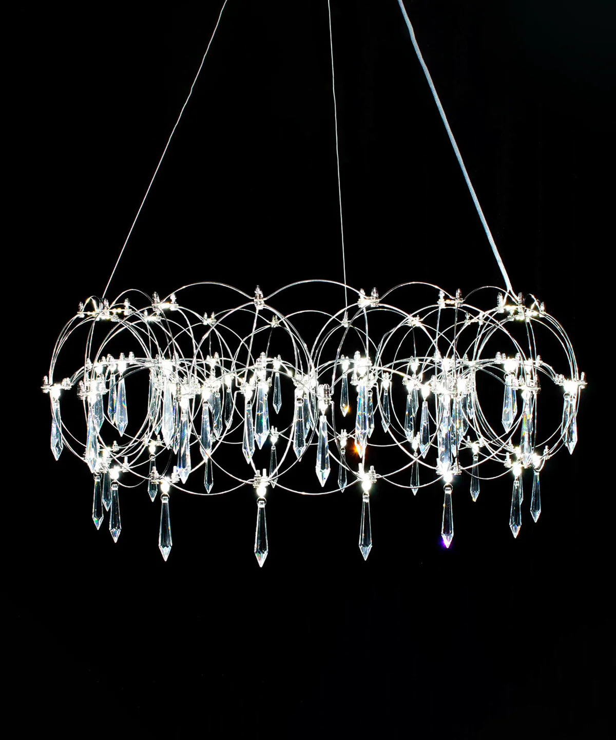 LN-1 Series Modern Linear Crystal Chandeliers – AC85–240V Power Supply Included | 30-54 LEDs | 41.34” / 47.24” / 53.15” / 59.06” / 64.96” / 70.87” / 76.77” Length | K9 Crystal / Iridescent Crystal | 304 Stainless Steel | Perfect for Banquet Halls | 1-Pack