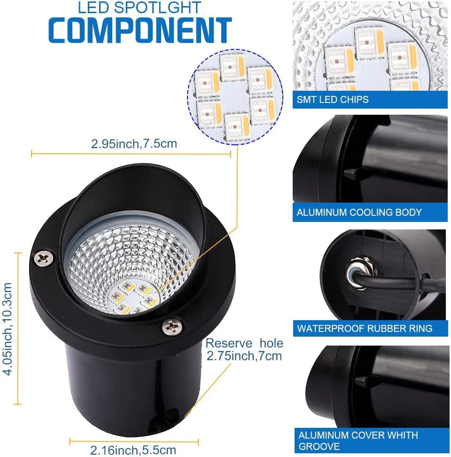 LightingWill 5W Low Voltage RGBWW Inground LED Well Lights – DC 12V–24V | 6 / 8-Pack | RGB + 3000K Warm White | IP65 Waterproof | Outdoor Landscape & Ground Lighting for Garden, Yard & Driveway