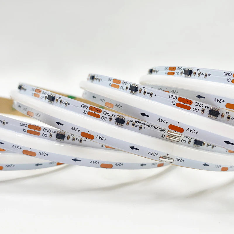 RGBIC Addressable COB LED Strip Light 12V/24V 576/720LEDs/M, 10mm Flexible Dot-Free LED Tape, Non-Waterproof, Dream Color SP for Cabinet Kitchen & Office Lighting, 5M/10M Pack / Complete Kit