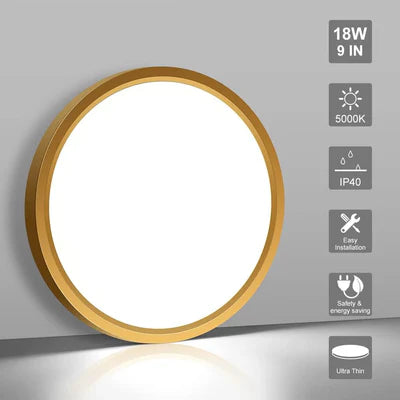 12 Inch 24W White / Gold  Round Ceiling Light – AC 110–130V | 3000K / 4500K / 5000K / 6500K | Flush Mount Ceiling Light for Modern Home Lighting | 1-Pack – Local Stock (US)