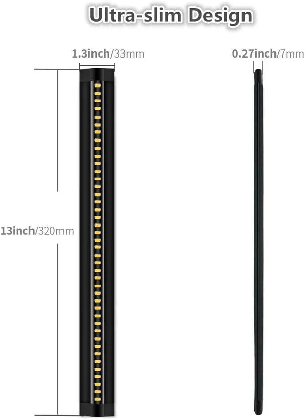 LightingWill 12V 5W 13 Inch Under Cabinet Light 1/2/3 Pack, Knob Dimmer LED Cabinet Light, Warm / Natural White, Adhesive Mount Slim Design for Kitchen and Closet, Black Finish