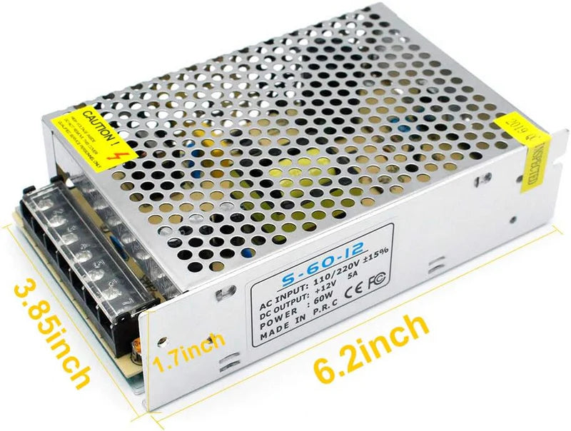 DC 12V LED Switching Power Supply 60W–240W AC 110 220V Input Constant Voltage LED Driver Transformer Durable Metal Housing Screw Terminals CE FCC RoHS Certified