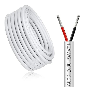 16 AWG 2/3/4/5 Conductor Black/White PVC Insulated Copper Cable – Multi-Core Flexible Wire for LED Installation – 5m (16.5ft)