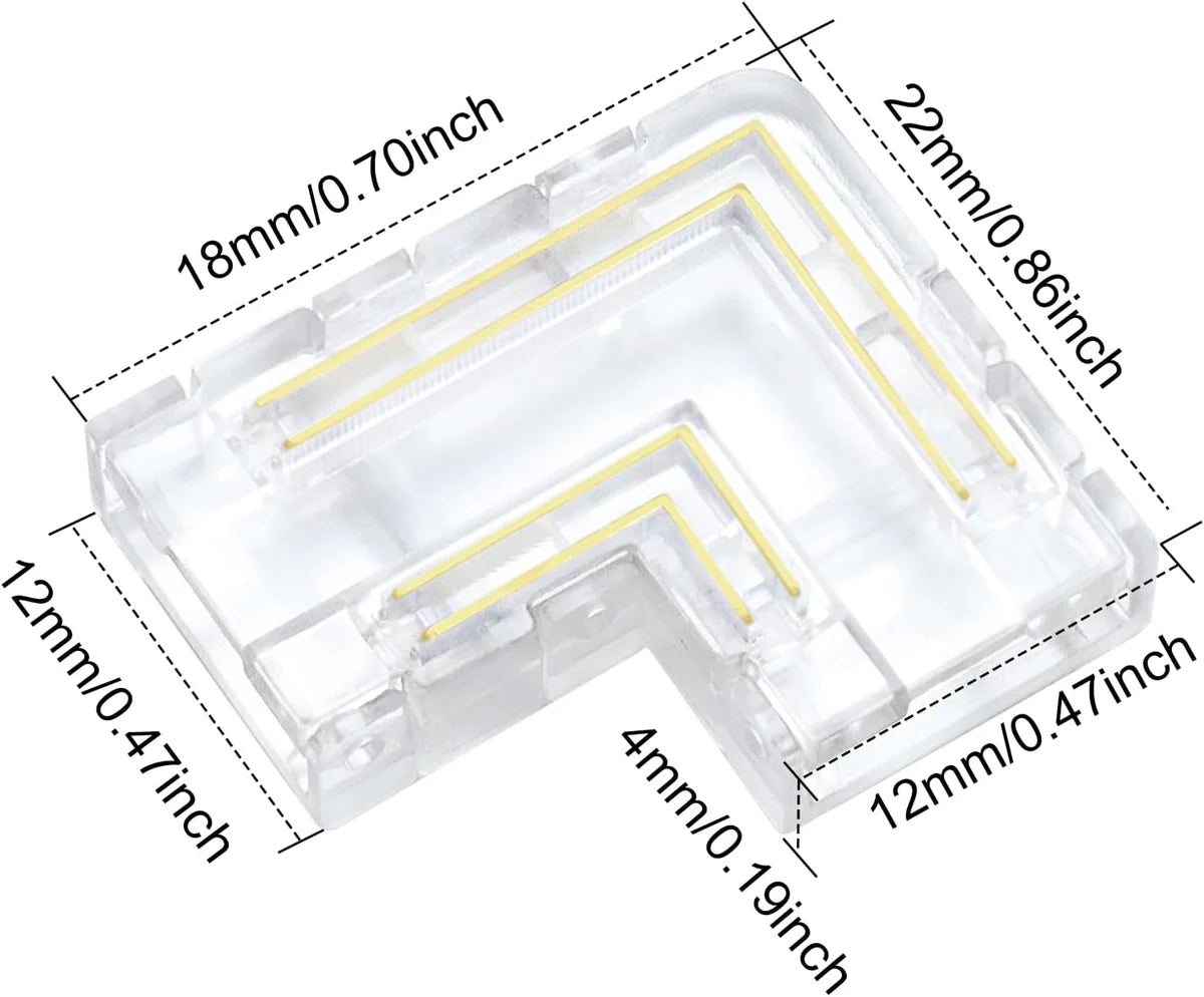 LightingWill LED Strip Connector 10mm 4Pin Transparent Solderless Clips, LED Light Strip Connector Strip to Wire Strip to Strip Female Plug Connector for RGB Strip, Local Stock US UK