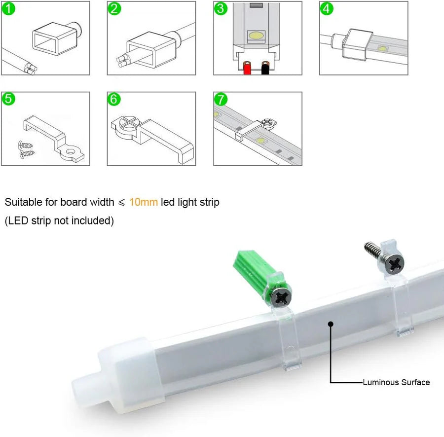 S1212 Neon Light Housing – 12x12mm | Silicone LED Channel System | 8mm PCB Width | IP67 Waterproof | 16.4FT/5M*1/16.4FT/5M*5 | Local Stock US/UK/DE