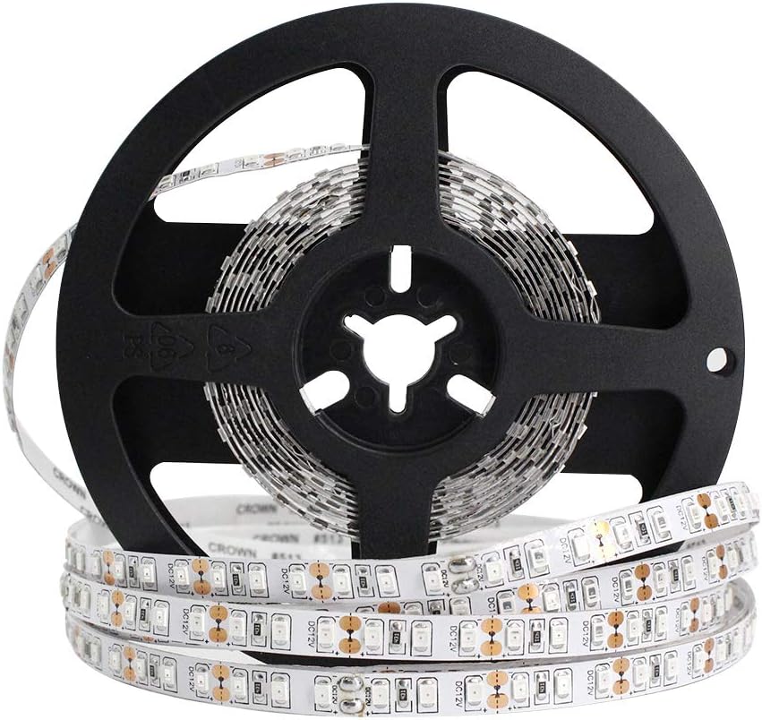 LightingWill DC12V 5Meter/16.4ft 48W SMD3528 600LEDs Infrared 940nm High Intensity 8mm Wide White PCB Flexible IR 940nm LED Strips 120LEDs 9.6W Per Meter, Non-Waterproof