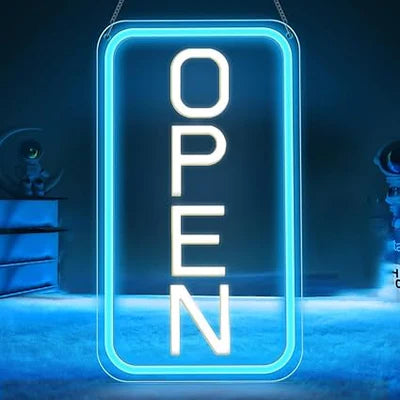 Vertical OPEN LED shop signs – USB Powered 16×9 inch 5 Options LED Window Hanging Light Cafes Restaurants & Retail Shops