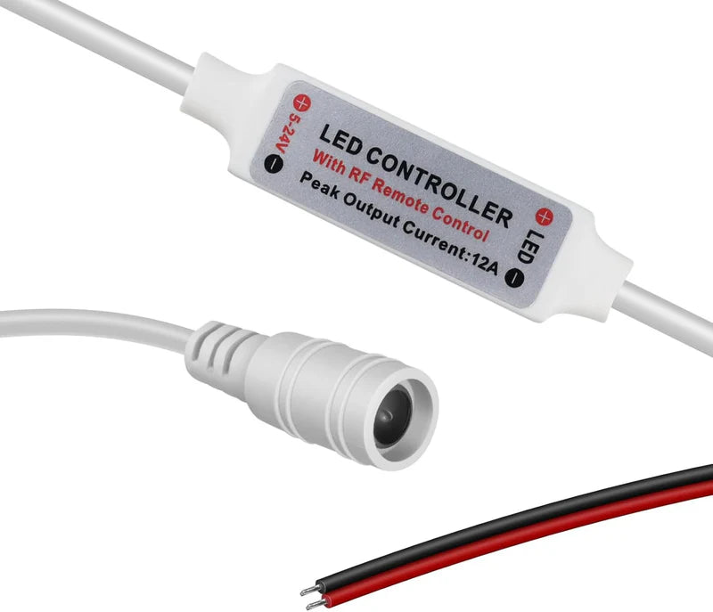 LightingWill LED Strip Controller DC5V-24V RF Remote Dimmer White Wireless LED Controller for Single Color 5050 3528 LED Strips