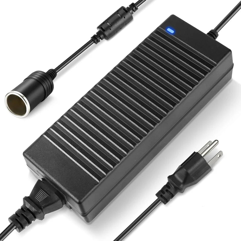 Cigarette Lighter Desktop Power Supply Adapter DC 12V 60W–120W, AC 100–240V Input Converter Transformer with US/UK Plug for Car Accessories, Air Pump, Cooler, Electronics