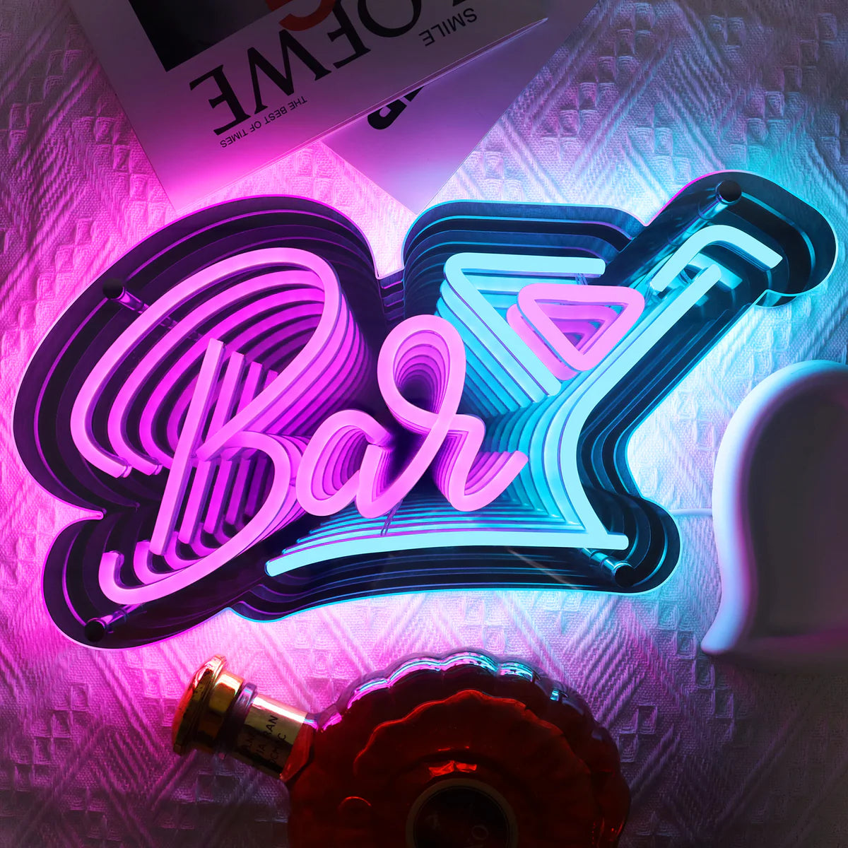 LED Neon Signs – Bar LED Sign – 16.5 × 9 Inch Pink & Ice Glow USB Powered Hanging Ideal Bar Pub Lounge Nightclub Party Mood Lighting