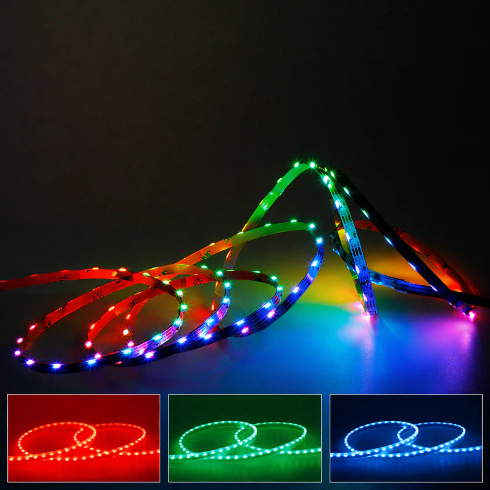 LightingWill Side Emitting SMD4020 RGB LED Strip Light - DC12V | 60 LEDs/M | 5mm PCB | Non-Waterproof | 5/50M | for Mirror, Kitchen Cabinet, Bedroom