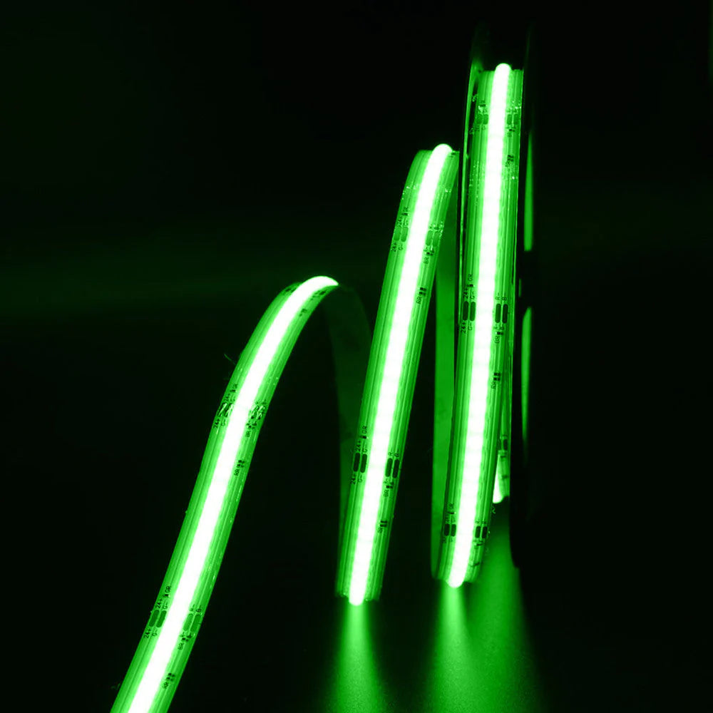 RGB COB LED Strip Light 12V/24V 576/840LEDs/M, 10mm Flexible Dot-Free LED Tape, Non-Waterproof, RGB Color Changing for Cabinet Kitchen & Office Lighting, 5M/10M Pack / Complete Kit