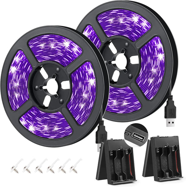 385–400nm SMD3528 USB Powered UV LED Strip Lights | 5V | 60 LEDs/m | Non-Waterproof | For Blacklight, Party & Mood Lighting