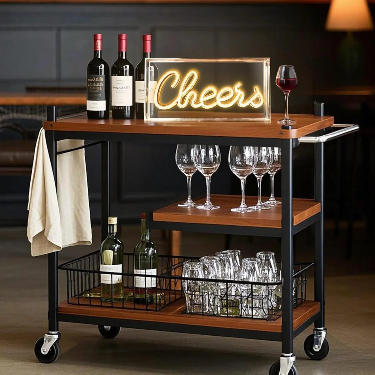 CHERRS Desk Lightbox Sign – Warm White/ Pink | Rectangular 12x6 inch | USB Powered | Tabletop Display | For Girls' Room, Bedroom, Pub, Hotel, Beach, Cocktail Bar, Christmas Gift