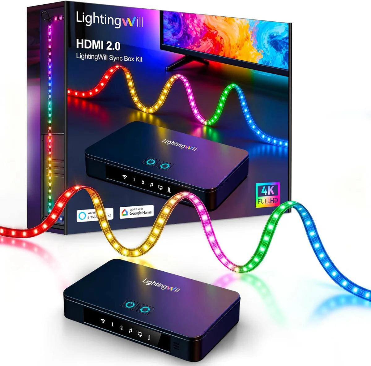 CST3 HDMI 2.0 TV Sync Backlight Kit – Smart RGBIC LED Strip Syncs Screen 4K@60Hz 72 LEDs m Movies & Gaming Compatible PS5 Xbox PC