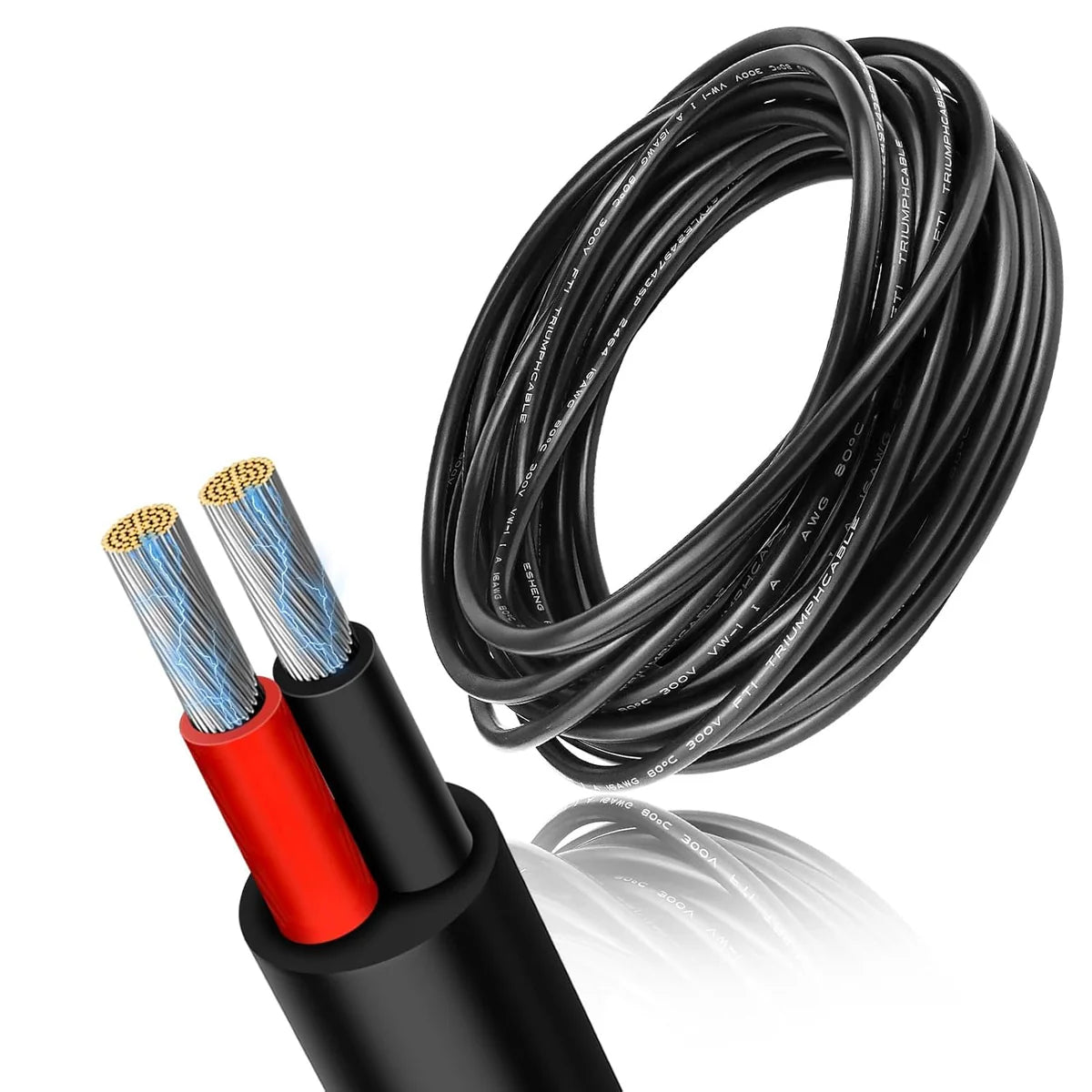 16 AWG Electrical Cable, Stranded Tinned Copper Wire, 2/3/4/5 Core Multi-Conductor, Black/White PVC Sheathed Extension Cord for Wiring — 3m–50m (10ft–165ft) Options