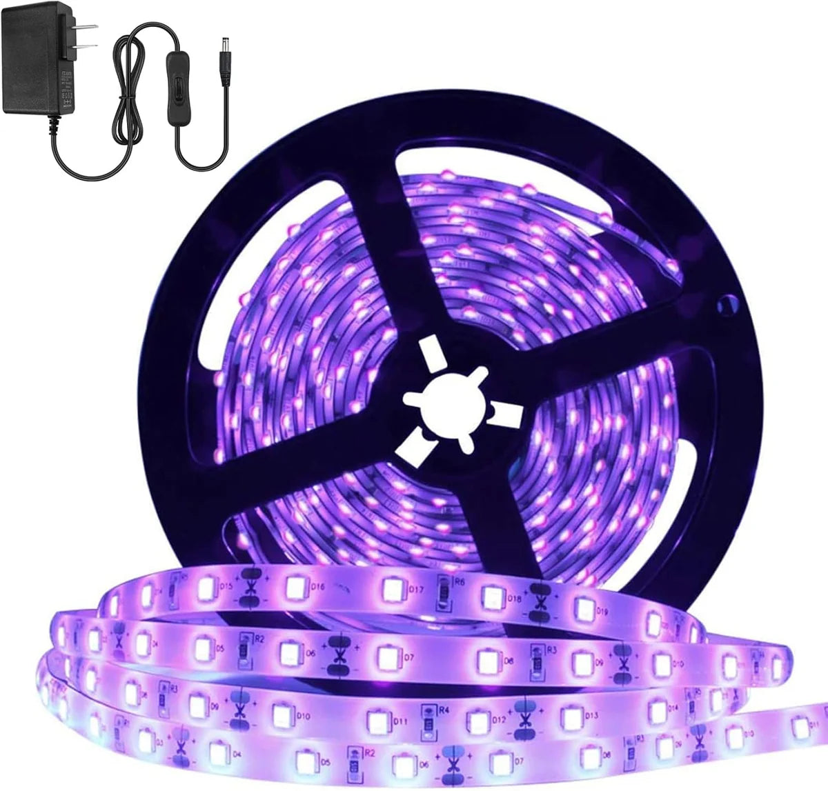 24W 60W SMD2835 395–405nm DC12V UV LED Strip Lights 60 LEDs m Non Waterproof IP65 Waterproof Power Adapter Blacklight Decorative & Mood Lighting