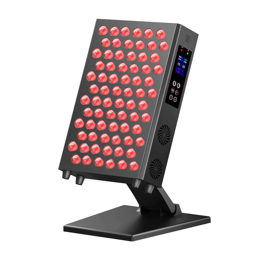 105W Desktop Infrared Therapy Lamp – White Dual Chip Red & IR Smart Touch Control Panel Timer & Pulse Dimming 60° Lens AC85–264V Skin Care & Muscle Joint Relief US EU UK AU Plug