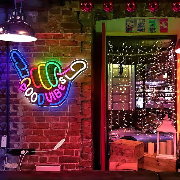 LED Neon Signs – NIUBILITY Hand Gesture Neon Sign – 17×11.81 Inch USB Neon Light 6 Candy Glow Options Accessories Included Hanging Room Decor Bedroom Gaming Room & Party Spaces