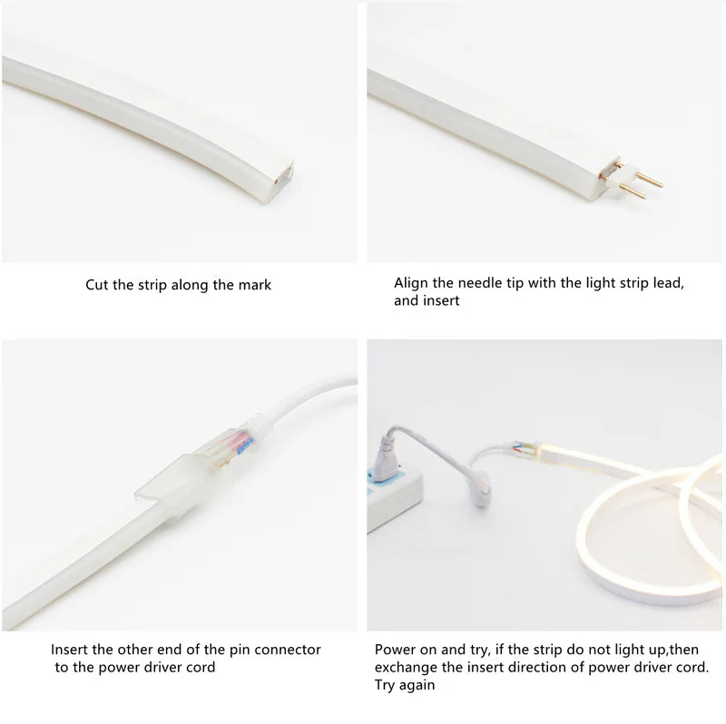 LightingWill 8x16mm SMD2835 120LEDs/m High Voltage Single Color LED Neon Rope Light AC110V/220V, IP65 Waterproof Flexible Neon Strip with Power Plug, Cuttable for Indoor and Outdoor Decoration, 10/50M